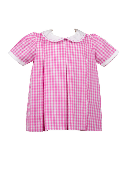 Pink Gingham Pleat Dress