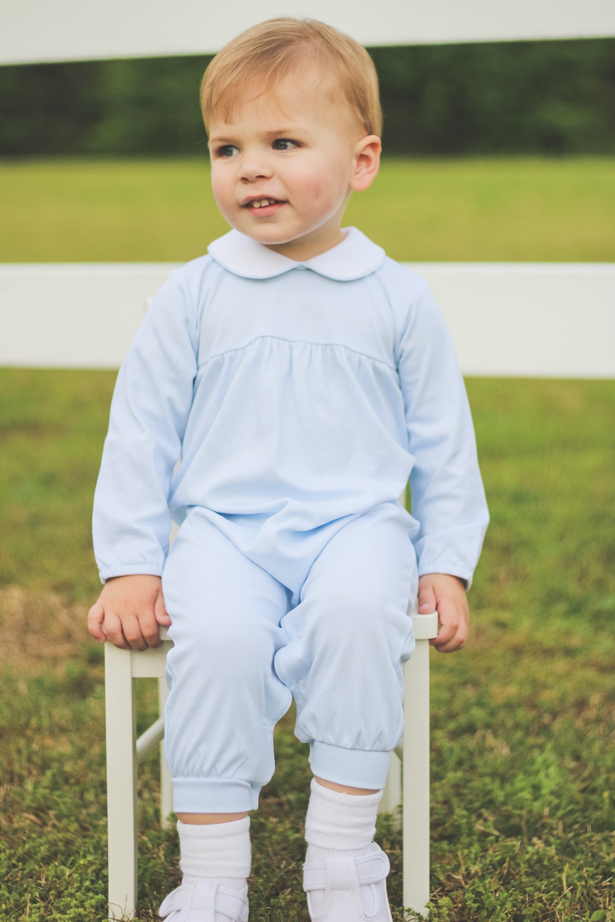 Proper Basics Blue Long Sleeve Romper